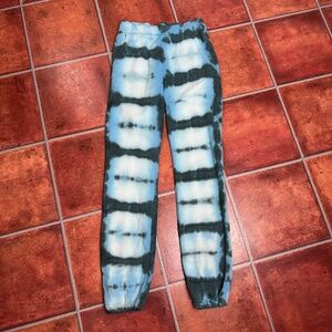 Something Navy Blue Tie-Dye Striped Elastic Waist Cuffed Joggers Size Small
